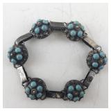 Sterling Silver Mexican Bracelet with Turquoise Stones