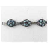 Sterling Silver Mexican Bracelet with Turquoise Stones