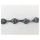 Sterling Silver Mexican Bracelet with Turquoise Stones
