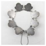 Los Castillo Taxco Sterling Silver Bracelet with Blue Glass Accents #264
