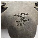 Los Castillo Taxco Sterling Silver Bracelet with Blue Glass Accents #264