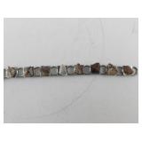 7.5 inch Base Metal Bracelet with Polished Agate Stones