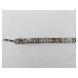 7.5 inch Base Metal Bracelet with Polished Agate Stones