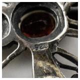 Sterling Silver Dragonfly Brooch with Garnet and Peridot Stones