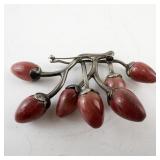 Mexico Silver Berry Brooch with Red Dyed Quartz Cabochons