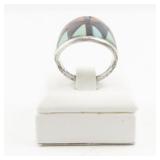 Sterling Silver Ring with Multicolor Inlay Design