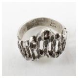 Brutalist Sterling Silver Textured Ring Size 10.5