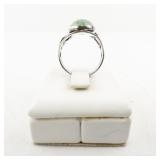 Sterling Silver Ring with Green Stone, Size 6.