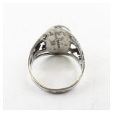 Sterling Silver Ring with Green Stone, Size 6.
