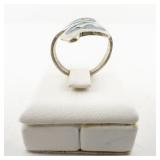 Vintage Base Metal Ring with Crushed Turquoise Inlay, Size 6