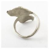 Vintage Base Metal Ring with Crushed Turquoise Inlay, Size 6