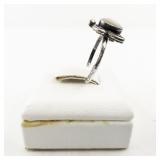 Vintage Sterling Silver Ring with Oval Mother of Pearl, Size 6