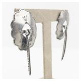 Base Metal Dangle Earrings with Feather Design