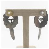 Base Metal Dangle Earrings with Feather Design
