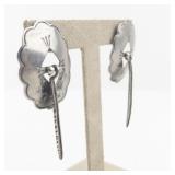 Base Metal Dangle Earrings with Feather Design