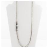 Vintage Multi-Strand Sterling Silver Beaded Necklace with Central Medallion