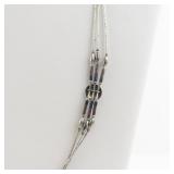 Vintage Multi-Strand Sterling Silver Beaded Necklace with Central Medallion