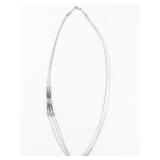 Vintage Multi-Strand Sterling Silver Beaded Necklace with Central Medallion