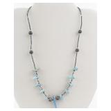 Base Metal Necklace with Blue Stone Accents