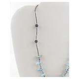 Base Metal Necklace with Blue Stone Accents