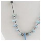 Base Metal Necklace with Blue Stone Accents