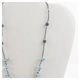 Base Metal Necklace with Blue Stone Accents