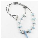 Base Metal Necklace with Blue Stone Accents