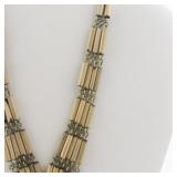 Wood Bead Necklace and Bracelet Set with Pendant Detail