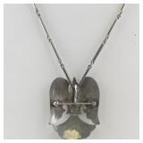 Silver & Base Metal Necklace with Turquoise Inlay Thunderbird Pendant