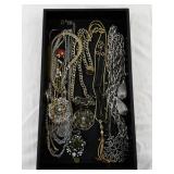 Tray of Assorted Costume Jewelry Necklaces and Pendants