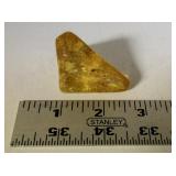 100ct Triangular Polished Yellow Amber Gemstone with Insect