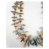 Southwestern Carved Shell Fetish Necklace and Multi-Color Beaded Bracelet Set