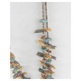 Southwestern Carved Shell Fetish Necklace and Multi-Color Beaded Bracelet Set