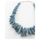 Turquoise Nugget Beaded Necklace with Shell Heishi and Hook Clasp
