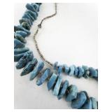 Turquoise Nugget Beaded Necklace with Shell Heishi and Hook Clasp
