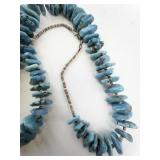 Turquoise Nugget Beaded Necklace with Shell Heishi and Hook Clasp