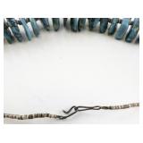Turquoise Nugget Beaded Necklace with Shell Heishi and Hook Clasp
