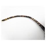 Vintage Heishi Shell Bead Necklace with Brown and White Pattern
