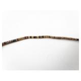 Vintage Heishi Shell Bead Necklace with Brown and White Pattern