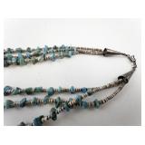 Turquoise and Heishi Three Strand Necklace