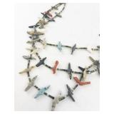 Zuni Fetish Multi-Strand Heishi Necklace with Carved Animal Pendants