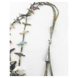 Zuni Fetish Multi-Strand Heishi Necklace with Carved Animal Pendants