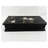 Mele Black Floral Jewelry Box with Mirror and Velvet Lining
