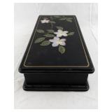 Mele Black Floral Jewelry Box with Mirror and Velvet Lining