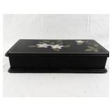 Mele Black Floral Jewelry Box with Mirror and Velvet Lining
