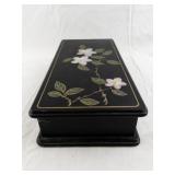 Mele Black Floral Jewelry Box with Mirror and Velvet Lining