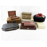 Collection of 10 Vintage and Decorative Jewelry and Trinket Boxes