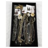 Collection of Costume Jewelry Necklaces, Bracelets, Earrings, and Brooches