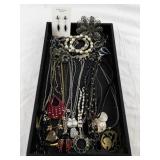 Costume Jewelry Collection Including Necklaces, Bracelets, Earrings, and Brooches
