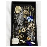 Assorted Costume Jewelry Lot with Earrings, Necklaces, Brooches and Accessories